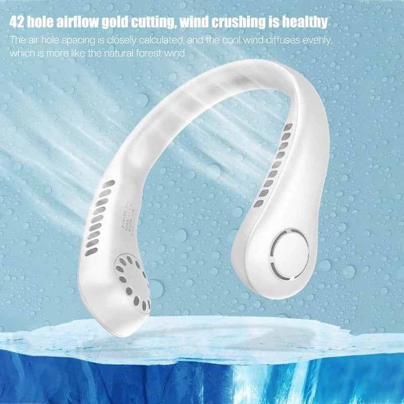 Bladeless Neck Fan | 360° Cooling, Leafless & Safe Design