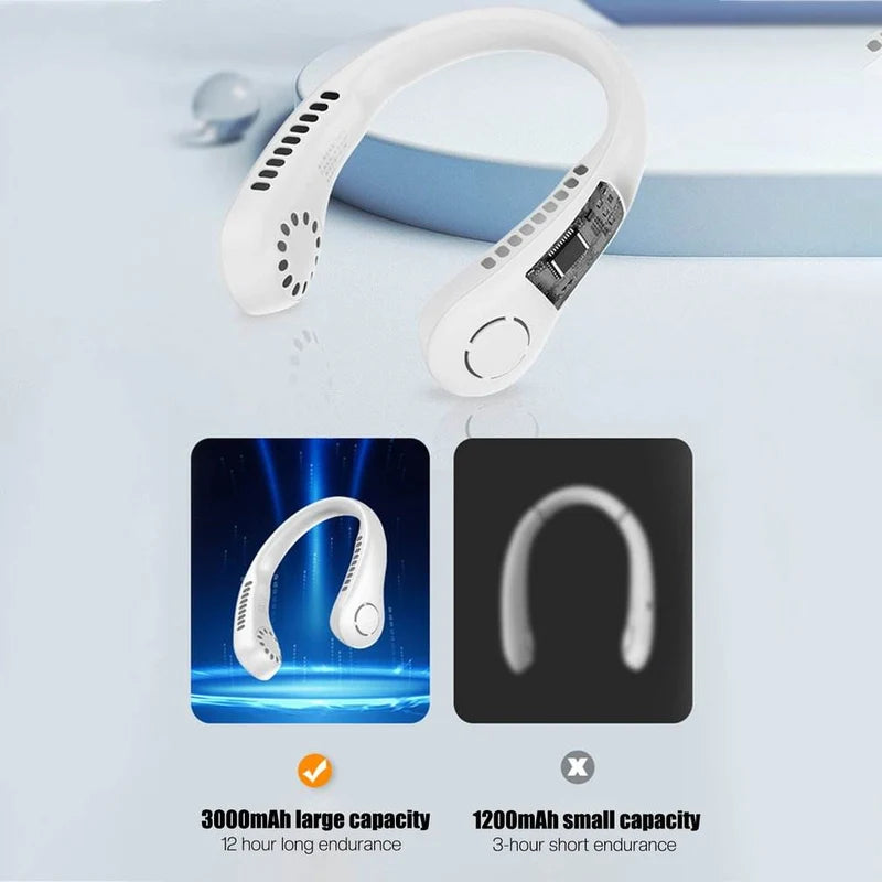 Bladeless Neck Fan | 360° Cooling, Leafless & Safe Design